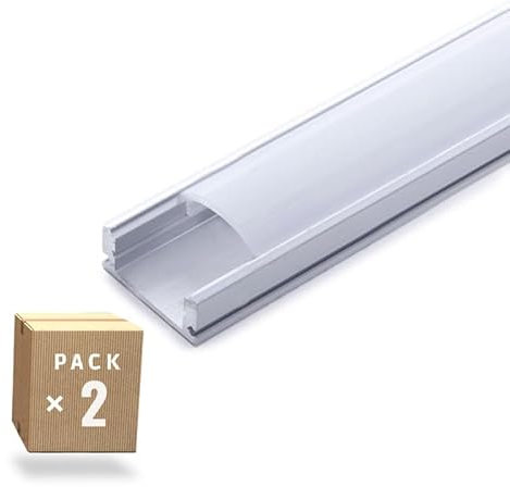 Pack 2 Perfil de Aluminio para LEDs Difusor Opal Tira 2M | Greenice