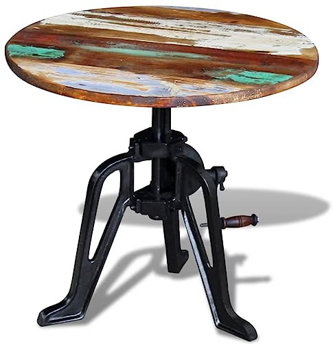 vidaXL Side Table Solid Reclaimed Wood Cast Iron 60x(42-63) cm