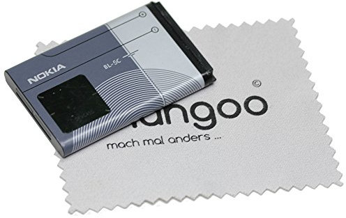 Akku für Nokia Original BL-5C für Nokia 1650, 2310, 2610, 3110, 3120, 5030, 5130, 6230, 6555, E50, N70, N72 mit mungoo Displayputztuch
