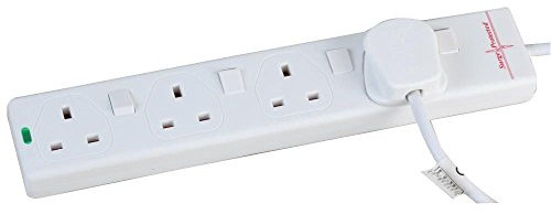 Ex-Pro 4 Gang Way 10m Metre 13A Mains Power Extension Socket Lead Cable White Individually Switched