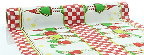 Sovie HOME Tischläufer Lilo in Rot-Grün aus Linclass® Airlaid, Weihnachtstischläufer stoffähnlich winterlich, ideal für Advents- & Weihnachtsfeiern, 40cm x 4,80m, 1 Stück