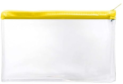 Janrax 8x5 inch Yellow Zip Clear Exam Pencil Case