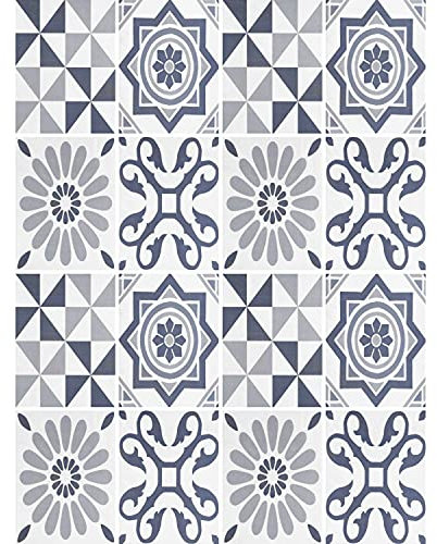 FoLIESEN Fliesenaufkleber für Bad, Küche, Badezimmer - Fliesen-Folie selbstklebend - Zementfliesen No.1-16 Klebefliesen, .:15x20 cm / 16-tlg. Set
