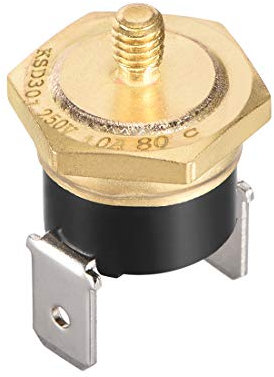 sourcing map KSD301 Thermostat, Temperaturregler 80°C Kupfer M4 normalerweise Geschlossen N.C. 10A