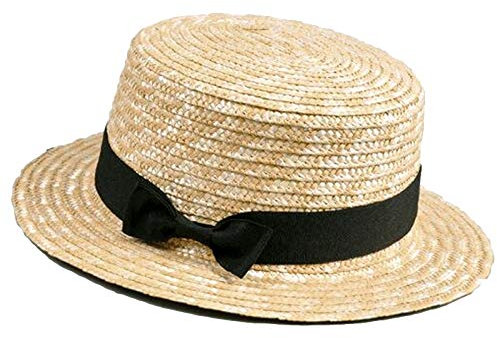 CUHAWUDBA Chapeau de Paille Mignon Enfant Filles Chapeau de Soleil N?ud à Boucles Des Bord D'été Canotier Chapeau Fedora à dessus Plat et Rond
