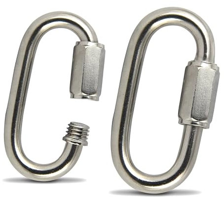 PROTECH 2 Stück Schnellglieder M6 Karabiner 6mm mit Verschluss aus Edelstahl V4A Schraubverbinder Schraubkettenglied A4 Verschlusskarabiner Kettenverbinder