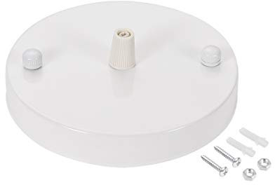 sourcing map Retro Licht Baldachin Satz mit Weiß Kordelgriff, Vintage Kronleuchter Deckenplatte, für Lampen Zubehör DIY, 120mm 4,7 Zoll Weiß