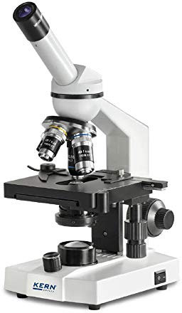 KERN Durchlichtmikroskop OBS-1 Schulmikroskop (Finite Optik, höhenverstellbarer 1,25-Abbe-Kondensor, Tubus Monocular, ideal für dünne Präparate) OBS 105