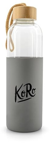 KoRo - Gourde en verre KoRo avec protection en silicone 750 ml