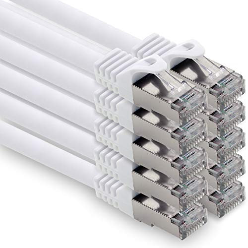 Câble Réseau Cat7 Cat7 10 GB/s SFTP - 10x 1m - RJ45 Ethernet LAN DSL Routeur Modem - Blanc