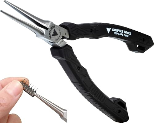 VAMPLIERS 5.5 Mini Precision Needle Nose Pliers. Made in Japan. Non-Serrated Jaws, Precision Tip & ESD Safe Handles.