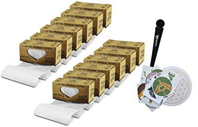 PINOFY Papes Rolls Endless Papers Endlos Zigarettenpapier Hanf 12 Stk | 5 m je Rolle, jede Länge abreißbar, dünnes Papier, veganer Gummi-Streifen, gleichmäßiger Abbrand