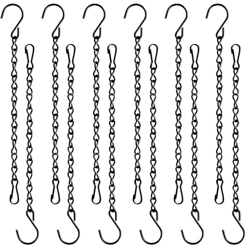 TAORISH 12 Stück 24,1 cm hängende Kette für Vogelfutterspender, Pflanzgefäße, Laternen, Windspiele, Werbetafeln, Kreidetafeln und Ornamente (schwarz)