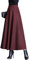 Damen Lange Rock Elegant Wollrock Winterrock Warm Plaid Casual Party Maxirock Hohe Taille A-Linie röcke Retro Elastische Taille Faltenrock Weinrot 1027 -L