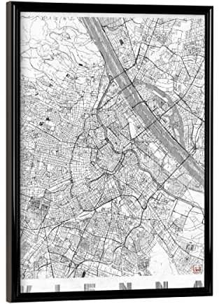 artboxONE Poster mit schwarzem Rahmen 18x13 cm Städte Vienna, Österreich 2 - Bild Karte Map Plakat