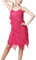 Freebily Abiti da Ballo Donna Senza Maniche Tango Latin Jazz Paillettes Nappa Abito Vestito Vestiti da Latino Americano Frange Lustrino Vestiti da Rumba Salsa Samba Rosa XXL