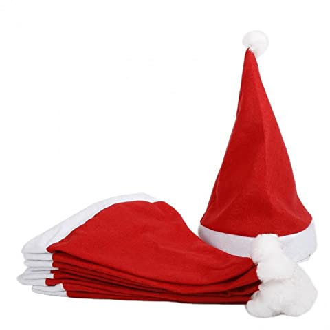 Bemvp Santa Claus Hut 10pcs/Set Klassische Rote Weihnachtshüte Unisex Plüsch Weihnachtsdekoration Kopfwears Für Erwachsene
