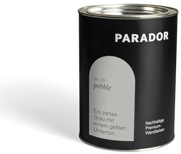 Parador Wandfarbe Pebble grau gelb pastell hell 2,5 L - nachhaltige Premium Innenfarbe matt - hohe Deckkraft tropffest spritzfest ergiebig schnelltrocknend geruchsneutral vegan