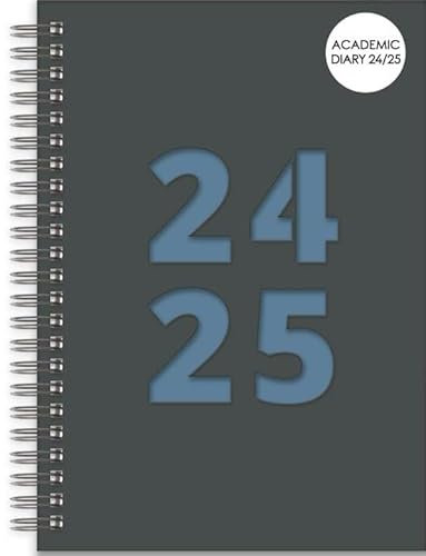 Schülerkalender 2024–2025, Spiralbindung, A5, Wochenansicht, Spiraleinband, Jahresmitte, gestanzter Einband, Planer (blau)