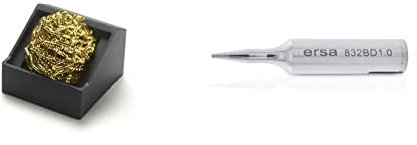 ERSA Trockenreiniger aus Metallwolle mit Aufnahme für Lötstation RDS80 ANALOG 60 & ERSA Ablageständer 0A39 – 0A48 & Ersadur Dauerlötpsitze, gerade, bleistiftspitz, 1,0 mm, 0832BD