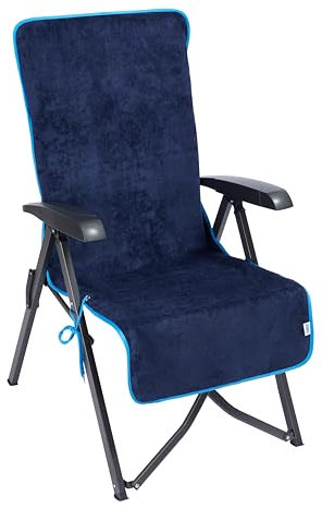 Sowel® Handtuch für Liegestuhl, Frottee Schonbezug, Bla Bla Lounger, 100% Baumwolle, 56 x 140 cm, Navy/Blau