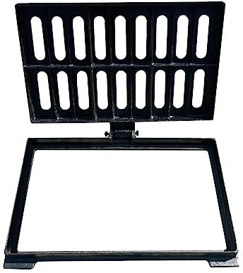 Natotela Abflussgitter mit Rahmen, 49x20 cm, B125 Klasse langlebig, duktil Gusseisen, Auffahrts-Abflussroste, quadratisch, robuste Metall-Abflussabdeckung für Garage, Schuppen, Outdoor-Boden