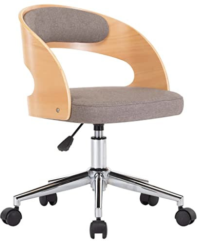 vidaXL Esszimmerstuhl Drehbar Taupe Bugholz und Stoff