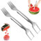 Tenedor Cortador de Sandía,Inoxidable 2 en 1 y Tenedor para Cortar Frutas,Tenedor de Corte de Frutas,Cortador de Tenedor de Sandía de Acero,2Pcs Herramienta de Corte de Cubo de Melón,para Fiesta