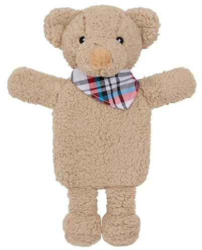 CityComfort Wärmflasche 1L Mit Bezug Tier - Wärmflasche mit Super Weichem Plüschbezug - Hot Water Bottle (Beige Teddy)