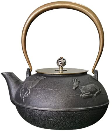 Teapot Cast Iron Original Iron Sanyang Kaitai Iron Ware Uncoated Pure Handmade Iron Pot Cast Iron Tea Boiler, Original Iron Sanyang Kaitai Double Copper (Thickened Copper Cover)