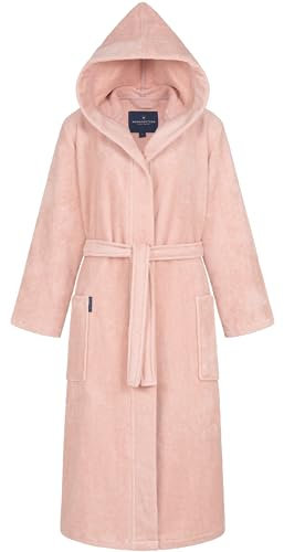 Morgenstern Bademantel Damen Kapuze Frottee-Samt Morgenmantel Lang S Rosa