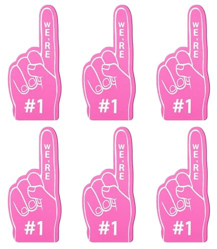 ALEGRE® 6 Stk Schaumstoff Finger, Mini Schaumfinger Nummer 1, Inspirierend Sportfan Zubehör, Party Gadgets, Schaumstoff Hand für Spiele, Stadion, Events, Cheerleading Jubeln, Weltmeisterschaft(Rose)