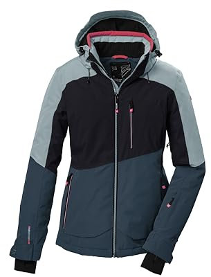 killtec Damen Skijacke/Funktionsjacke mit abzippbarer Kapuze, Schneefang und Unterarmventilation KSW 37 WMN SKI JCKT, hell eisblau, 46, 41971-000