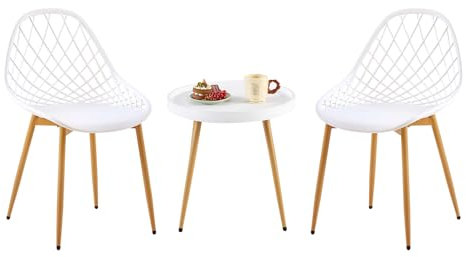 buybyroom Balkonmöbel Set Gartentisch mit 2 Stühlen Loungesessel Balkonmöbel Kleiner Balkon Gartengarnitur Set Terrassenmöbel Set für Balkon, Terrasse & Garten, Weiß