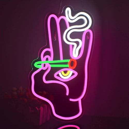 Looklight Enseignes au néon mauvais œil enseignes au néon oeil de main rose blanc enseignes au néon LED enseignes au néon USB oeil pour chambre à coucher salle de jeux maison bar cafés fête