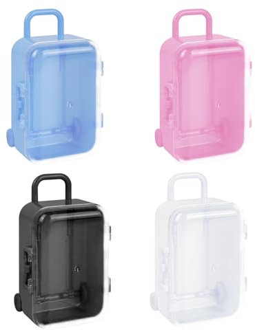 SHIDOW Mini-Koffer-Geschenkboxen, Mini-Koffer-Boxen aus Kunststoff, Süßigkeiten-Box, Puppe, Kleidung, Halskette, Ring, Schmuck, Aufbewahrungsbox, Süßigkeiten-Box für Hochzeit, Party, Dekoration (4