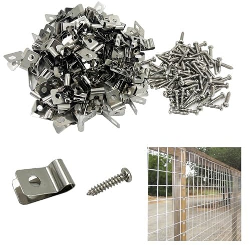 DUGYIRS Morsetti per Recinzioni Agricole,100 Pezzi Morsetti per Filo di Recinzione 304 Clip per Cavi in Acciaio Inossidabile Clip per Recinzione Metallica per 12-16 Gauge Filo