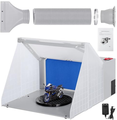 NArra Portable Airbrush Spray Booth, Compact Paint Sprayer Box Kit with 3 LED Lightings, Powerful Exhaust Fan, Long Exhaust Extension Hose, Space Work Area for Painting Model DIY Hobby Arts Craft