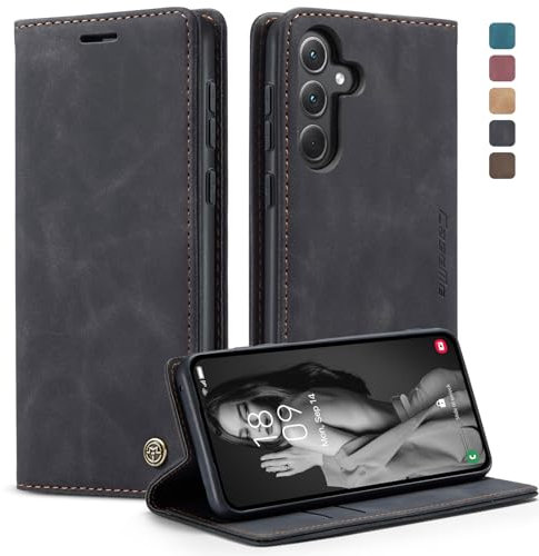 owlhold Cover per samsung A55,Cover Samsung Galaxy A55 5G Magnetica Portafoglio Flip[Antiurtoo][Cavalletto][Carta Fessura] Custodia Pelle per Samsung Galaxy A55-Nero