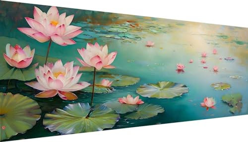 Kinooge Seerose Diamond Painting Erwachsene Groß XXL 250x100cm, DIY 5D Diamant Painting Bilder kinder Malen Nach Zahlen Set, Diamond Art Full Diamant Malerei Kunst Basteln für Home Wand Dekor E-365