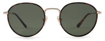 Kapten & Son Sonnenbrille Marais Tortoise Green | Stylische, runde Sonnenbrille Damen & Herren Braun Grün mit Sonnen- und UV-Schutz | Unisex Sunglasses