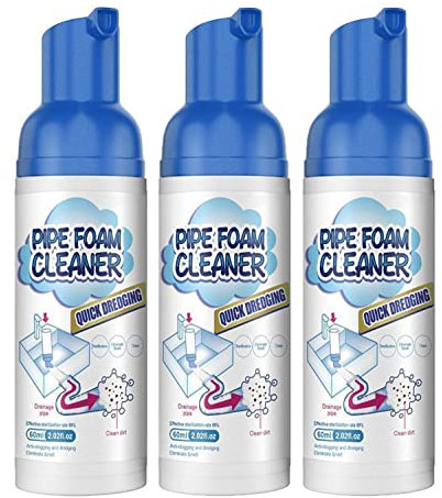 Drain Pipe Foam Cleaner, Pipe Dredge Deodorant Clog Remover, Herios Drain Foam Cleaner, Foam Pipe Cleaner, Liquid Hair Drain Clog Remover & Cleaner, For Toilets, Sinks, Tubs (3Pcs)