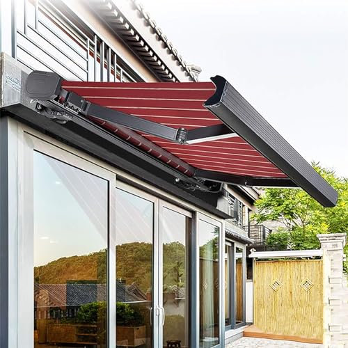 GAENZA Electric Retractable Patio Awning, Automatic Retractable Canopy, Aluminum Deck Awning with Light, Remote Control, Outdoor Window Sun Shade Shelter for Backyard, Garden, Balcony,A,3 * 1.5m