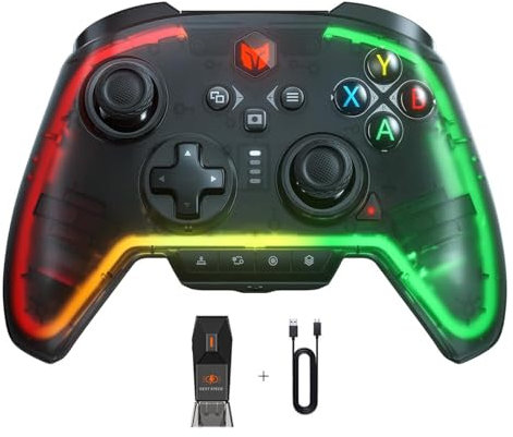 BIGBIG WON Wireless Controller Rainbow 2 Pro RGB PC 6-Axis Gyro Sensor Controller Obiettivo Movimento,Hall Effect Trigger,ALPS Joystick,3.5mm Audio,Gamepad APP per Android/iOS/PC Windows10&11/Switch