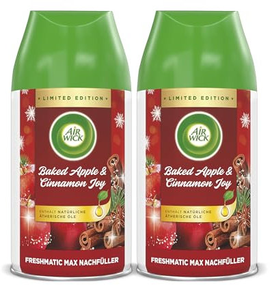 Air Wick Freshmatic Max Raumspray – Nachfüller für den Air Wick Freshmatic Max – Duft:Baked Apple & Cinnamon Joy – 2 x 250 ml Nachfüller