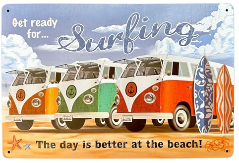 DiiliHiiri Poster, dekoratives Vintage-Surfschild, 30 x 20 cm, Geschenkschild, Retro-Stil, für Liebhaber und Surfer (2635-213)
