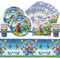 Amazluck Ensemble de vaisselle jetable pour anniversaire d'enfant - 41 pièces - Décoration d'anniversaire - Avec assiettes en carton, nappe en papier, serviettes, gobelets, décoration d'anniversaire