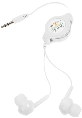 DOITOOL Mp3 in Ear Kopfhörer Weiß Mit Doppelzug Teleskop Funktion 3,5-mm Ohrhörer Für Mp3 Player Und Smartphones Leichtes Kompaktes Design Mit Einziehbaren Ohrstöpseln