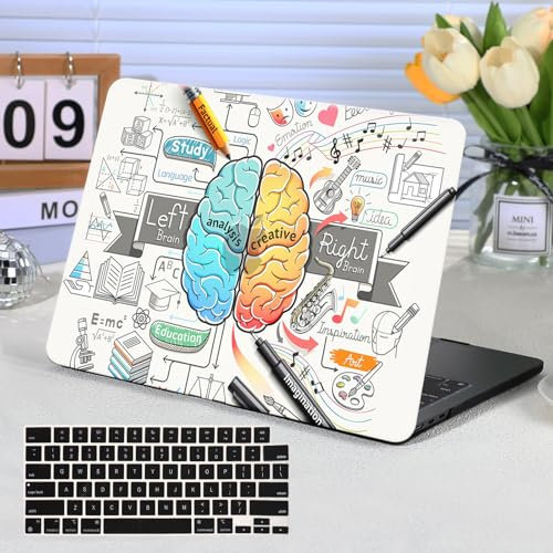 AUSMIX Kompatibel mit MacBook Air 13.6 Zoll 2025 2024 2023 2022 Freisetzung M4 M3 M2 A3240 A3113 A2681,MacBook Air 2022 Hülle Kunststoff Hartschalenhülle &Tastaturabdeckung,Cartoon-Gehirn