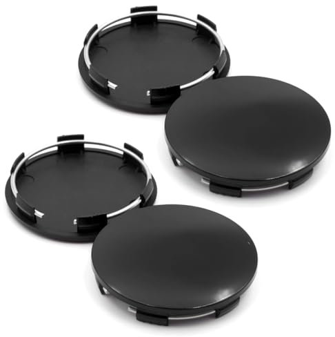 4 Stück Radnabenkappen, Universal Nabendeckel aus Hochwertiges ABS, Schwarz Felgenkappen Ersetzen, Universal ABS Radnabenkappen (OD 60mm ID 56mm)